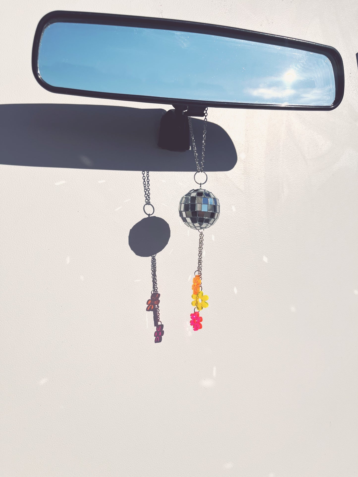 Disco Ball Car Charms with Flower Charms