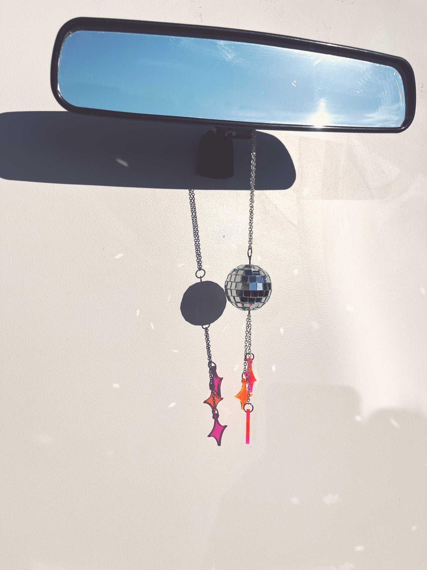 Disco Ball Car Charm with Star Charms