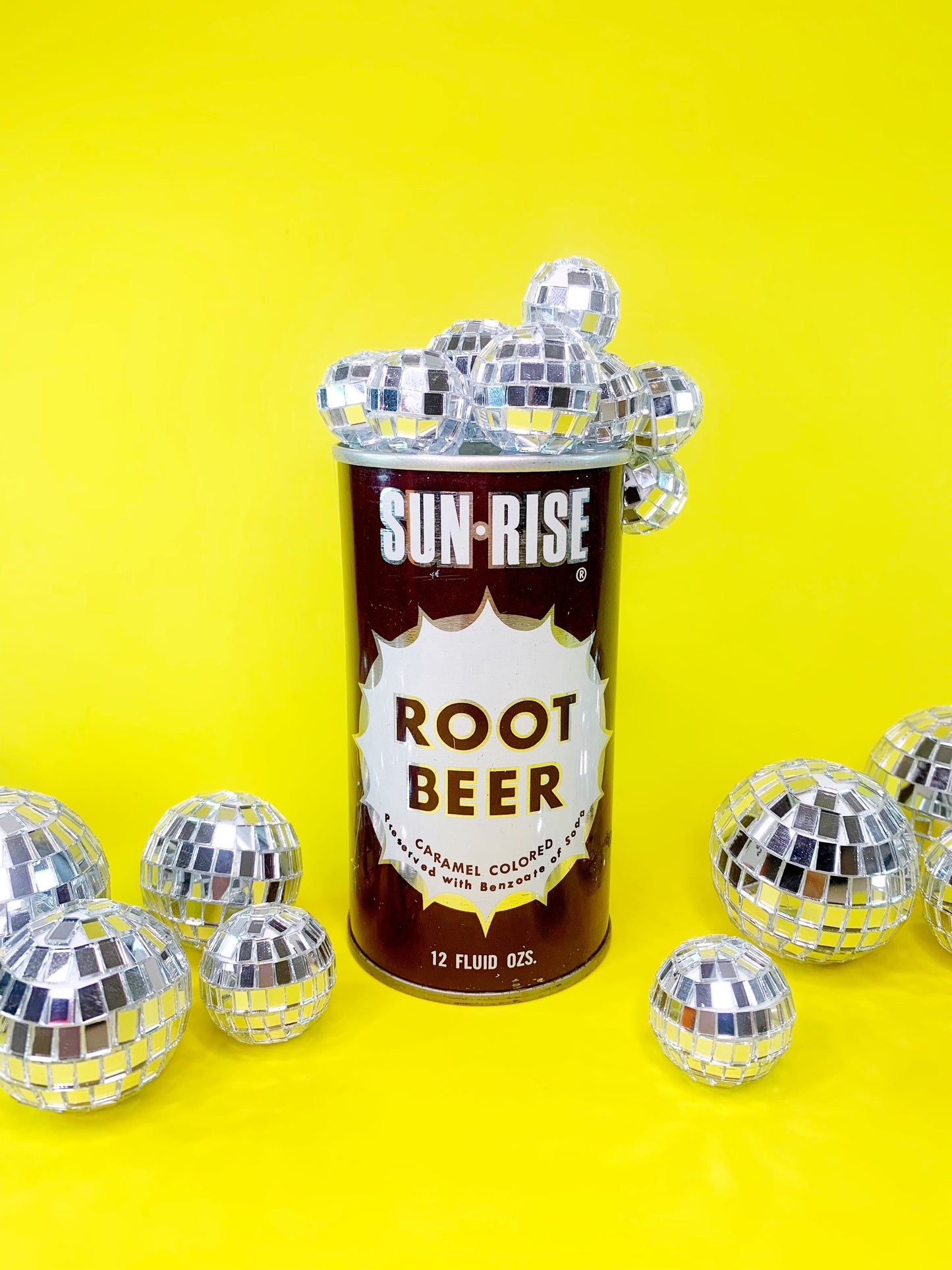 Vintage Soda Tins with Disco Bubbles