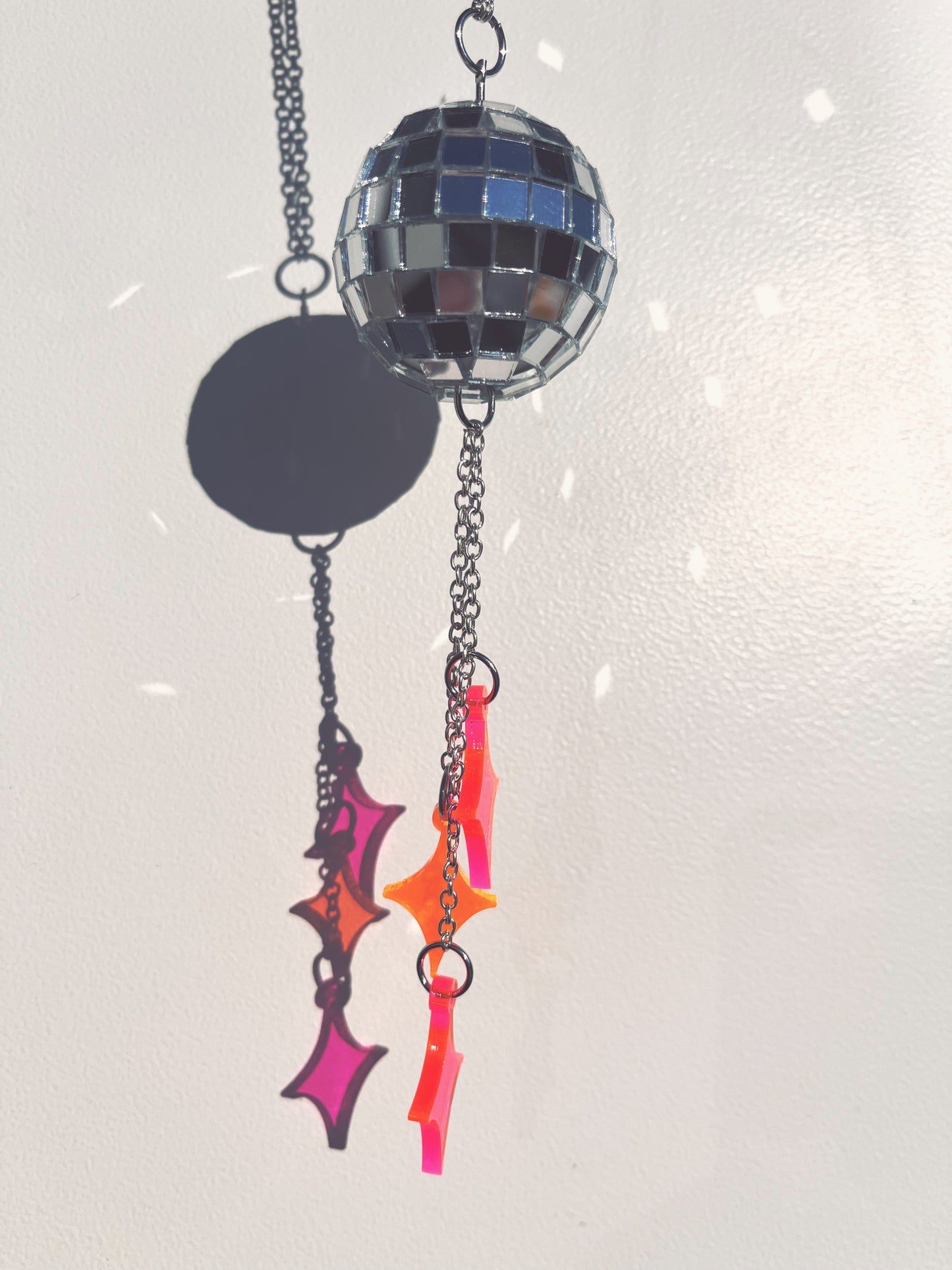 Disco Ball Car Charm with Star Charms