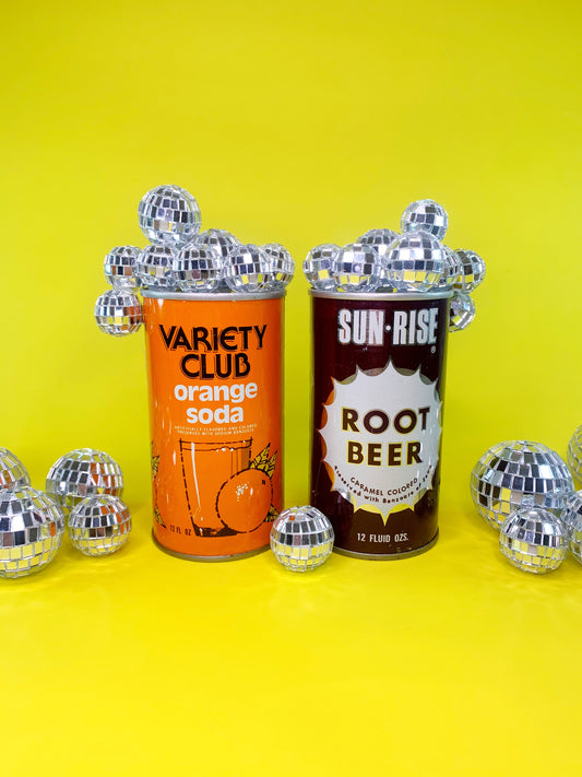 Vintage Soda Tins with Disco Bubbles