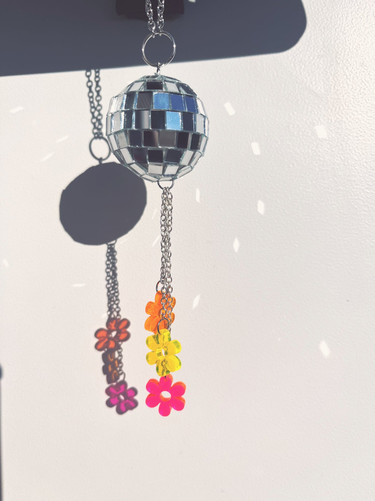 Disco Ball Car Charms with Flower Charms